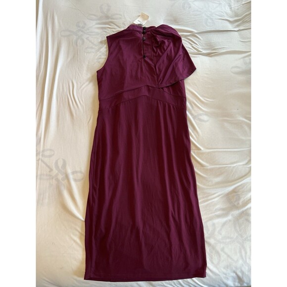 NWT Kimi And Kai Maternity Josephine Ruffle Sheath Dress Size Small Maroon Wine - Picture 2 of 8